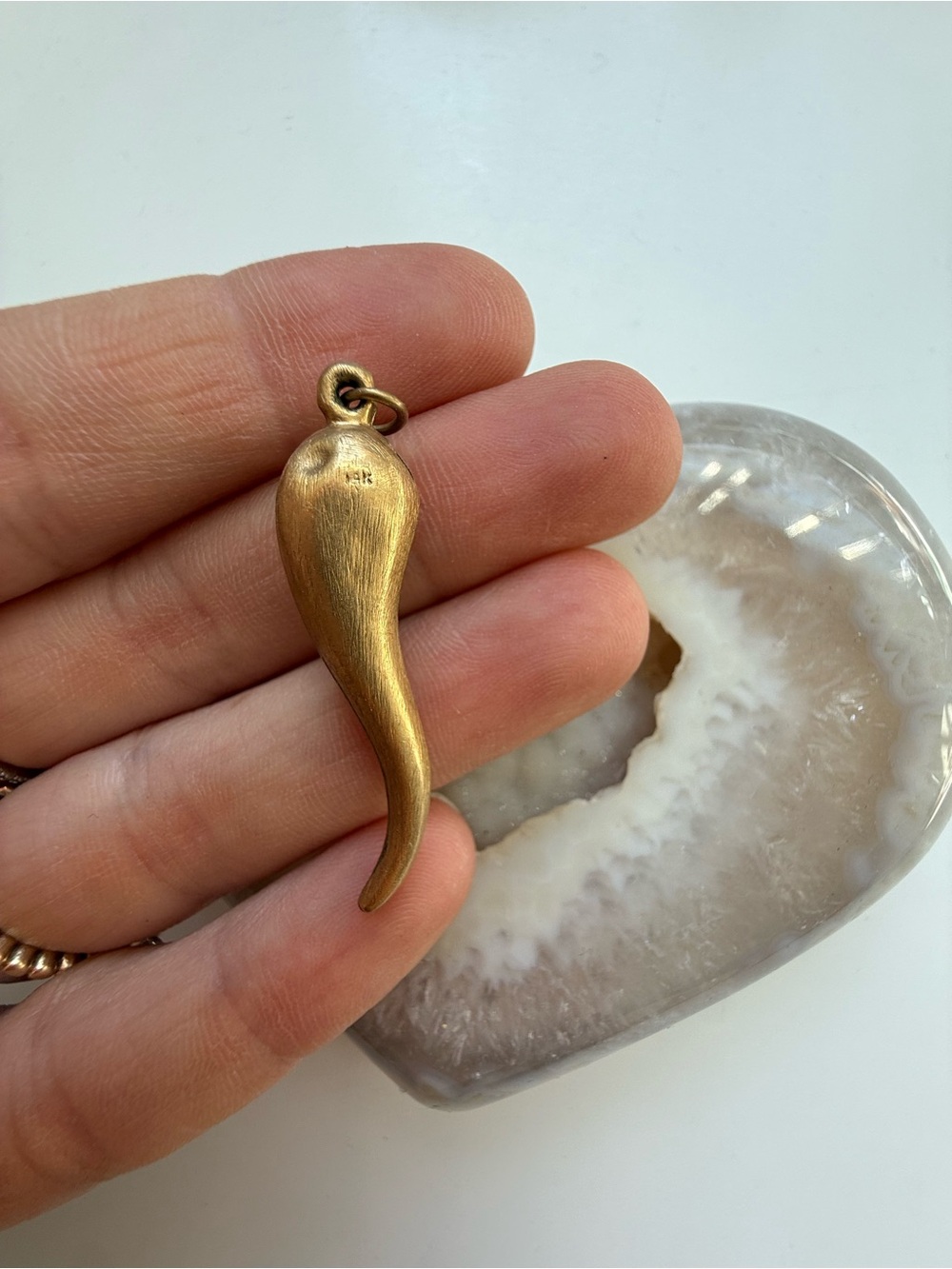 Scrap 14k gold textured horn pendant - Picture 3 of 5